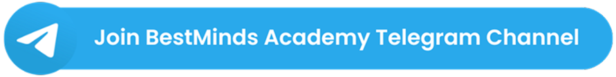 Blue button with Telegram logo and text: “Join BestMinds Academy Telegram Channel.”.